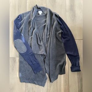 Stylus blue and grey cardigan with elbow‎ patches
